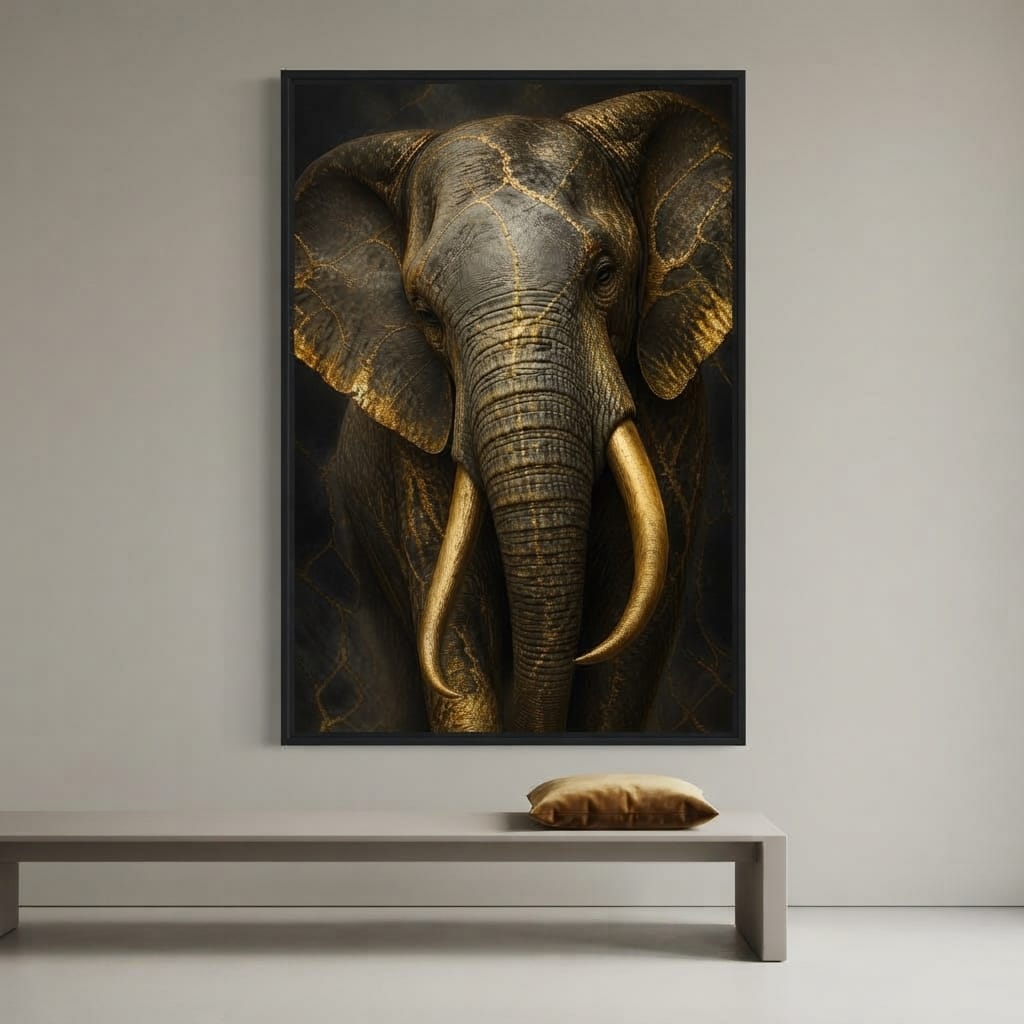 Elephant Gilded Wisdom Canvas Wall Art