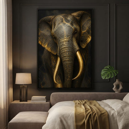 Elephant Gilded Wisdom Canvas Wall Art