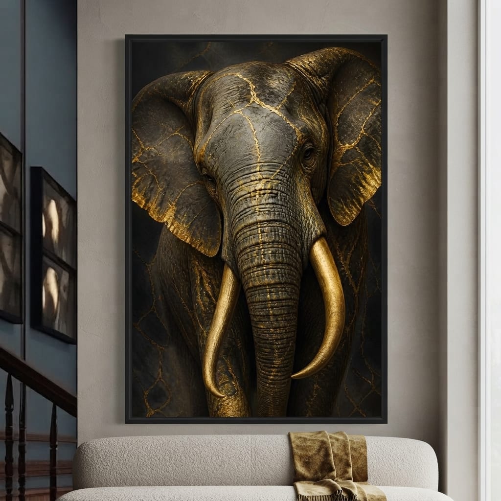 Elephant Gilded Wisdom Canvas Wall Art