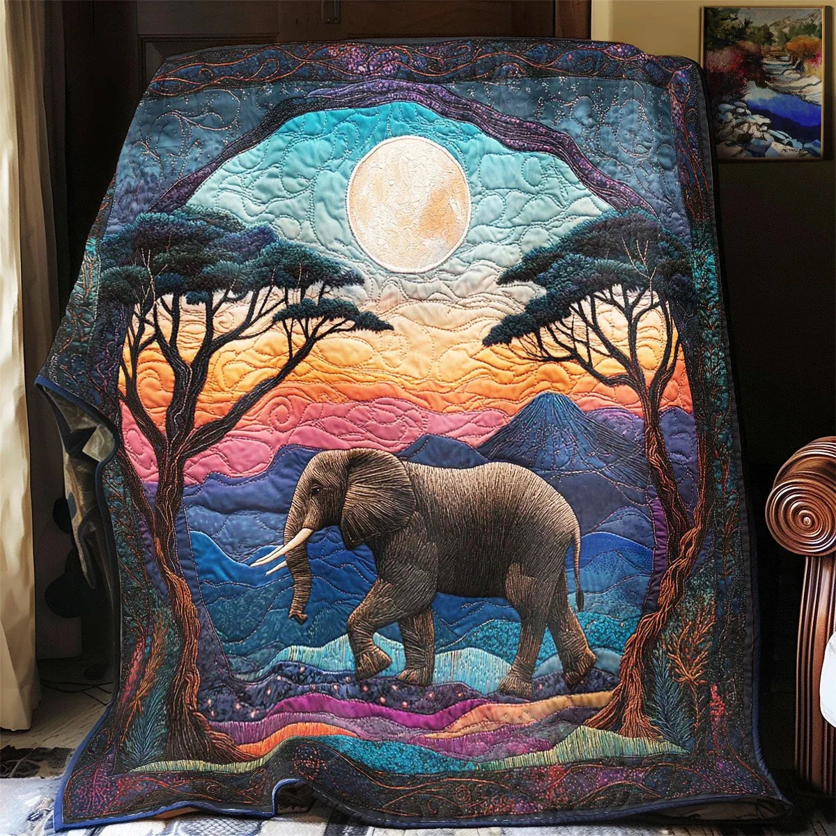 Elephant Night Dream Quilt Blanket