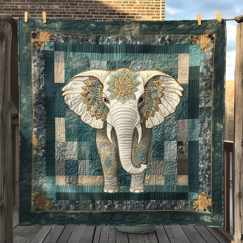 Elephant Patches Of Wisdom Quilt Blanket