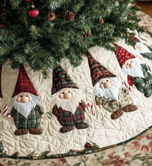 Elf Enclave Quilted Christmas Tree Skirt