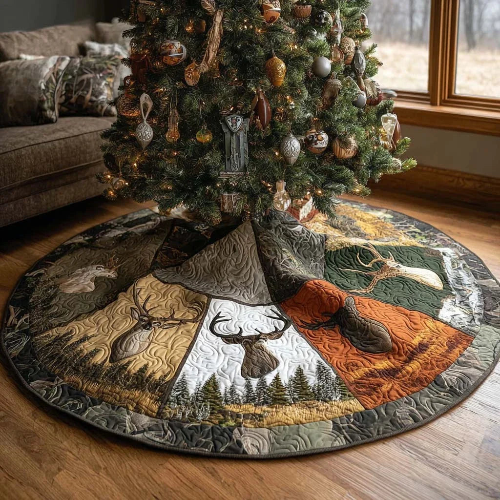 Elk Crossing Christmas Quilted Tree Skirt
