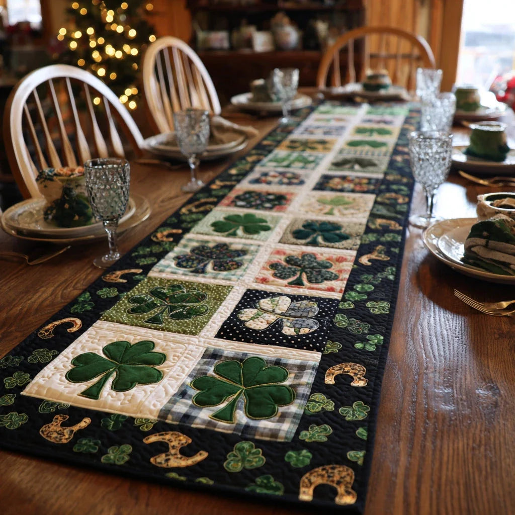 Emerald Elegance Quilted Table Runner