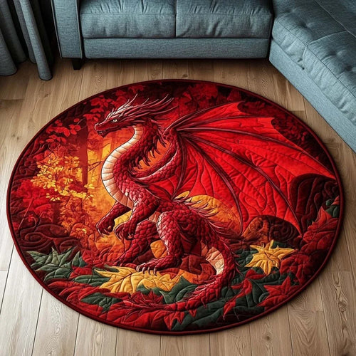 Emerald Flame Quilted Round Mat