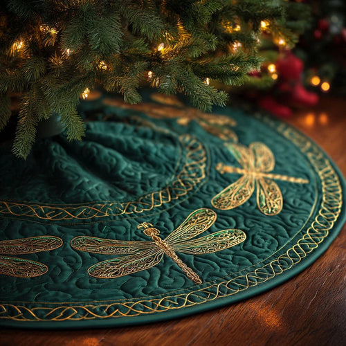 Emerald Flight Christmas Quilted Tree Skirt