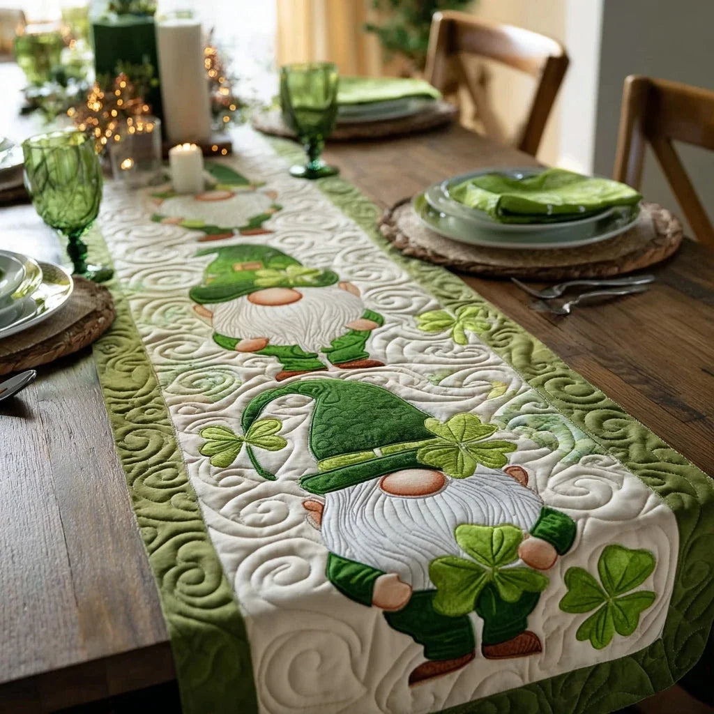 Emerald Folklore Quilted Table Runner
