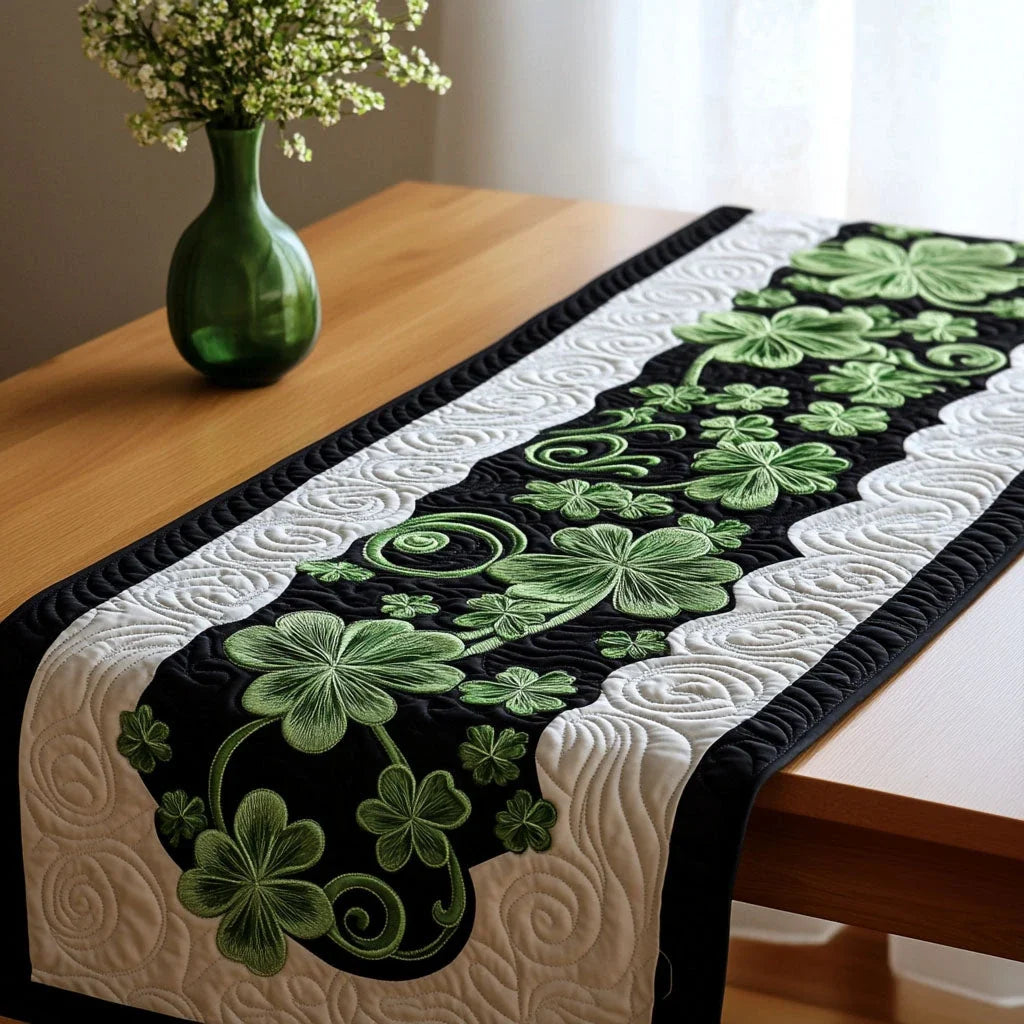 Emerald Luck Quilted Table Runner