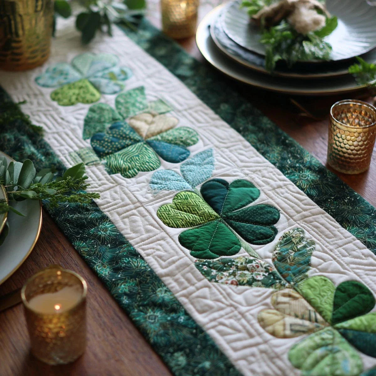Emerald Luck Quilted Table Runner