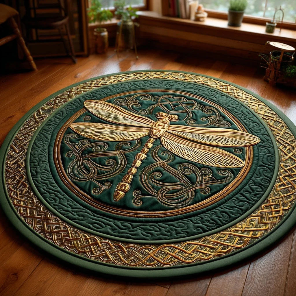 Emerald Whisper Quilted Round Mat