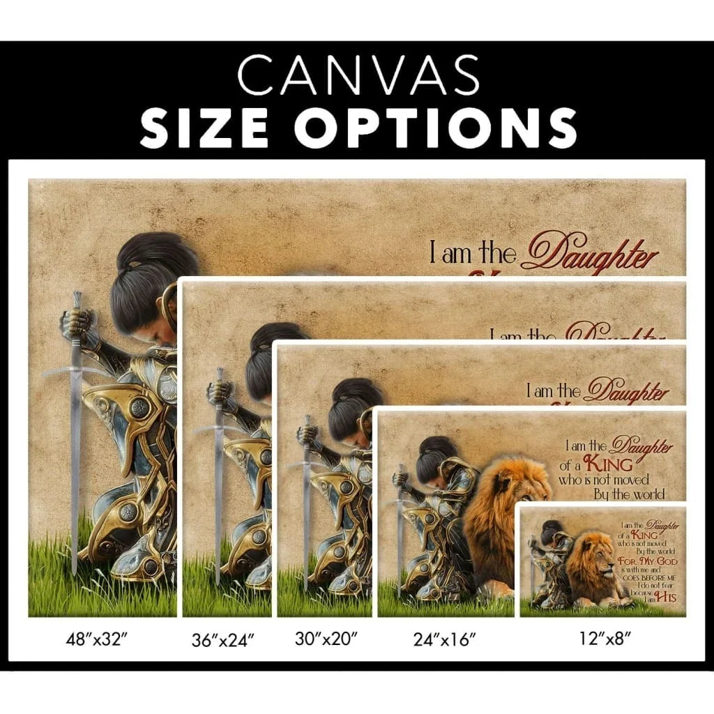 daughter of a king warrior woman lion christian wall art canvas (Landscape) (view 2)