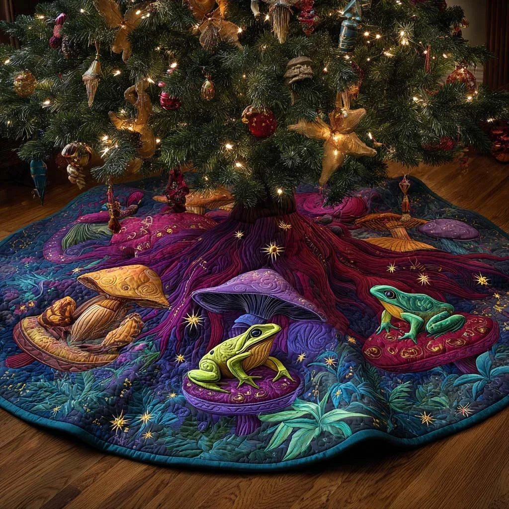 Enchanted Frog Grove Quilted Tree Skirt