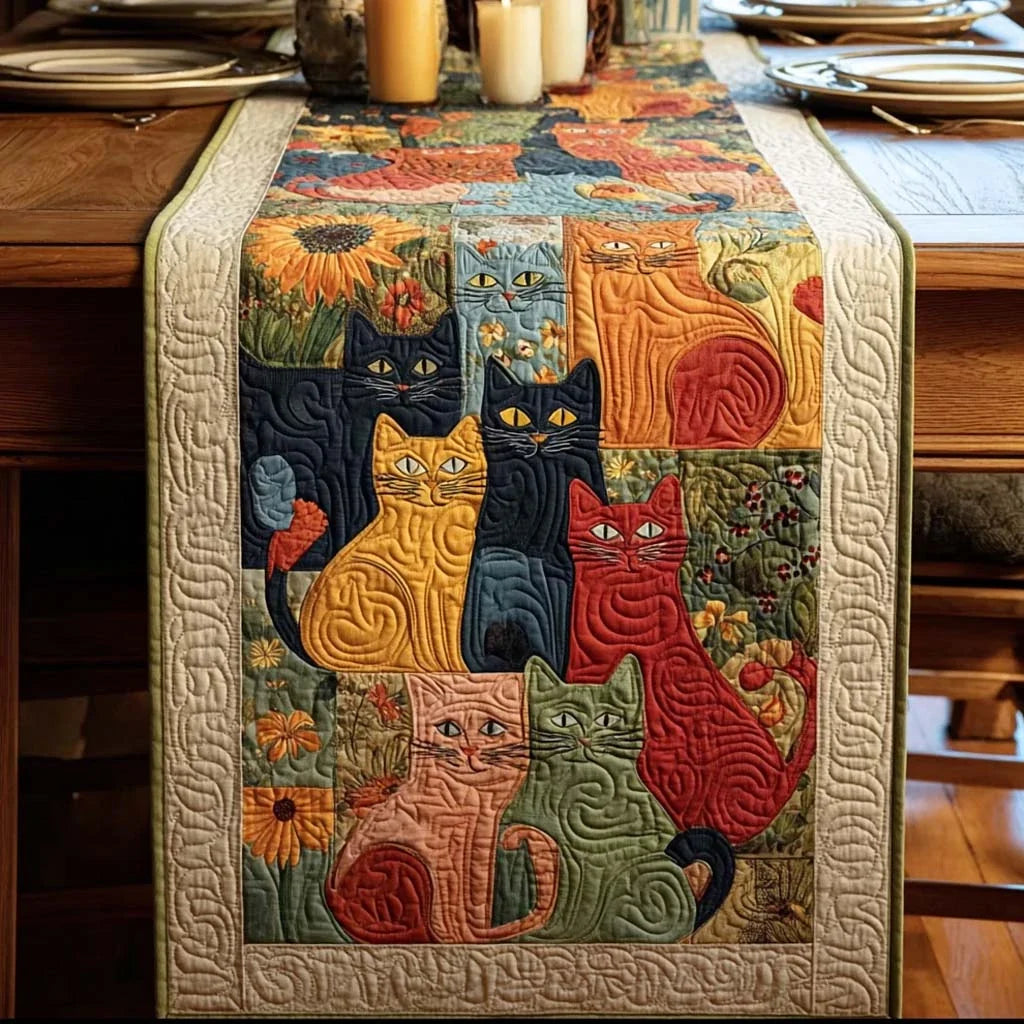 Enchanted Meow Quilted Table Runner