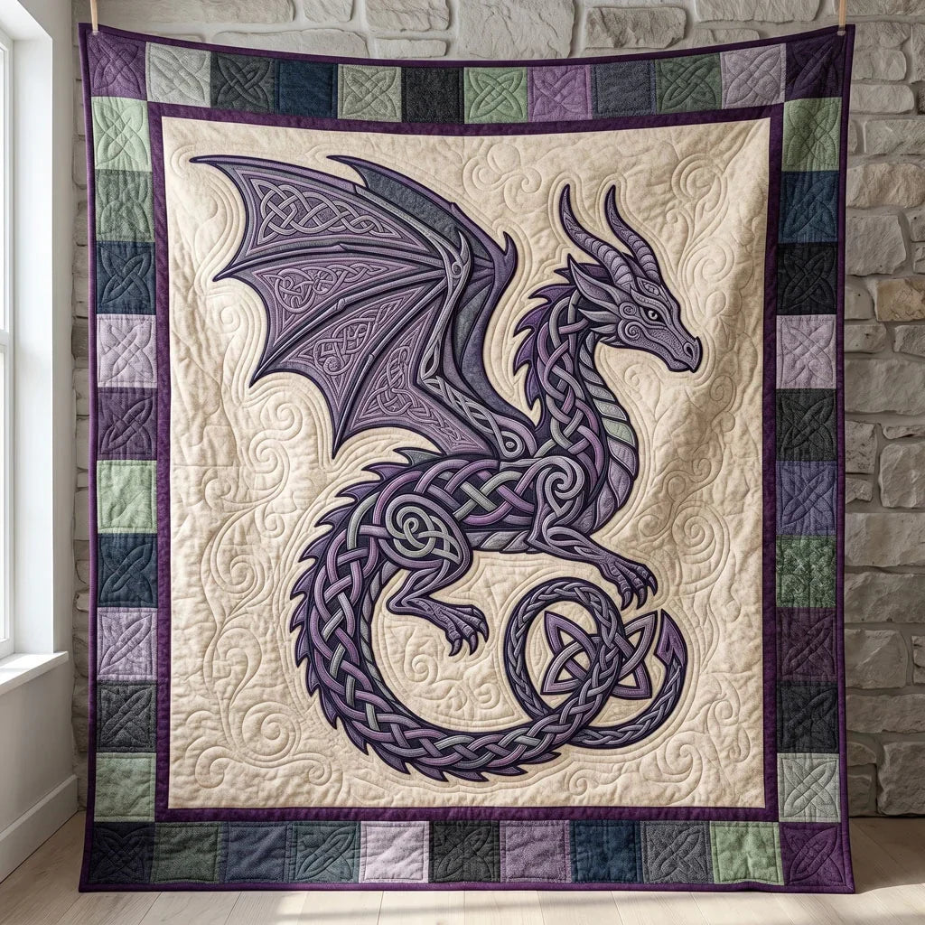 Enchanted Purple Dragon Quilt Blanket