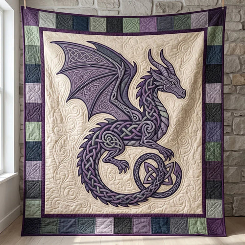 Enchanted Purple Dragon Quilt Blanket