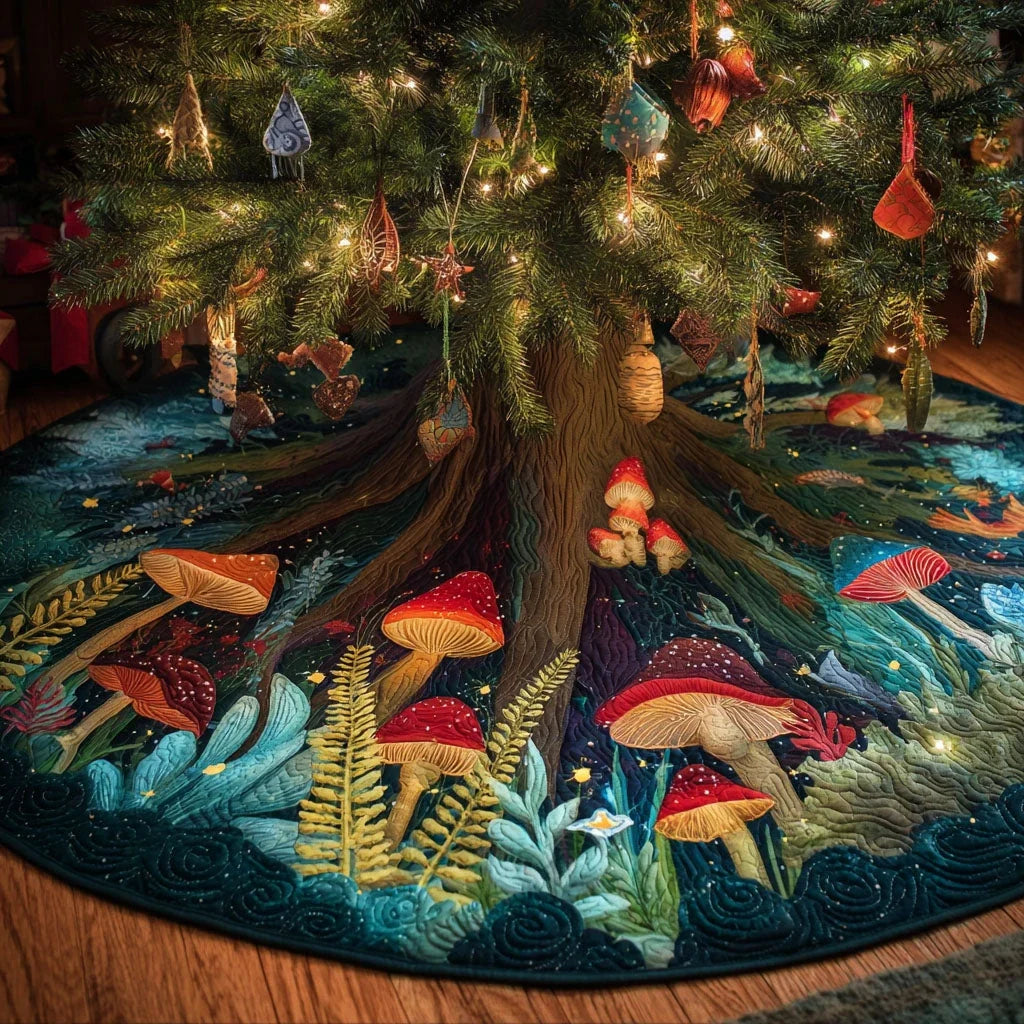 Enchanted Steps Christmas Quilted Tree Skirt