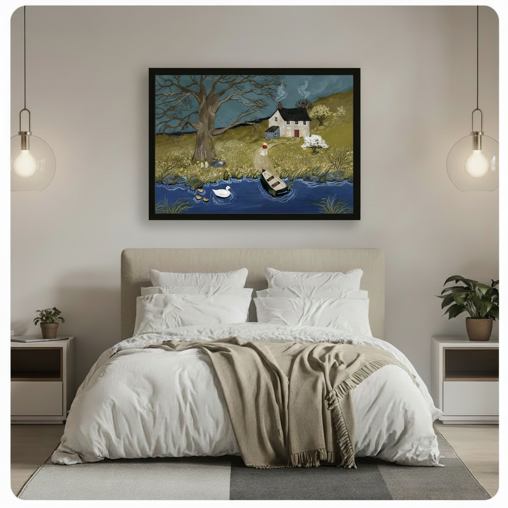 English Countryside Cottage Framed Canvas Art
