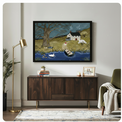 English Countryside Cottage Framed Canvas Art