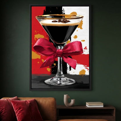 Espresso Martini Red Bow Canvas Wall Art