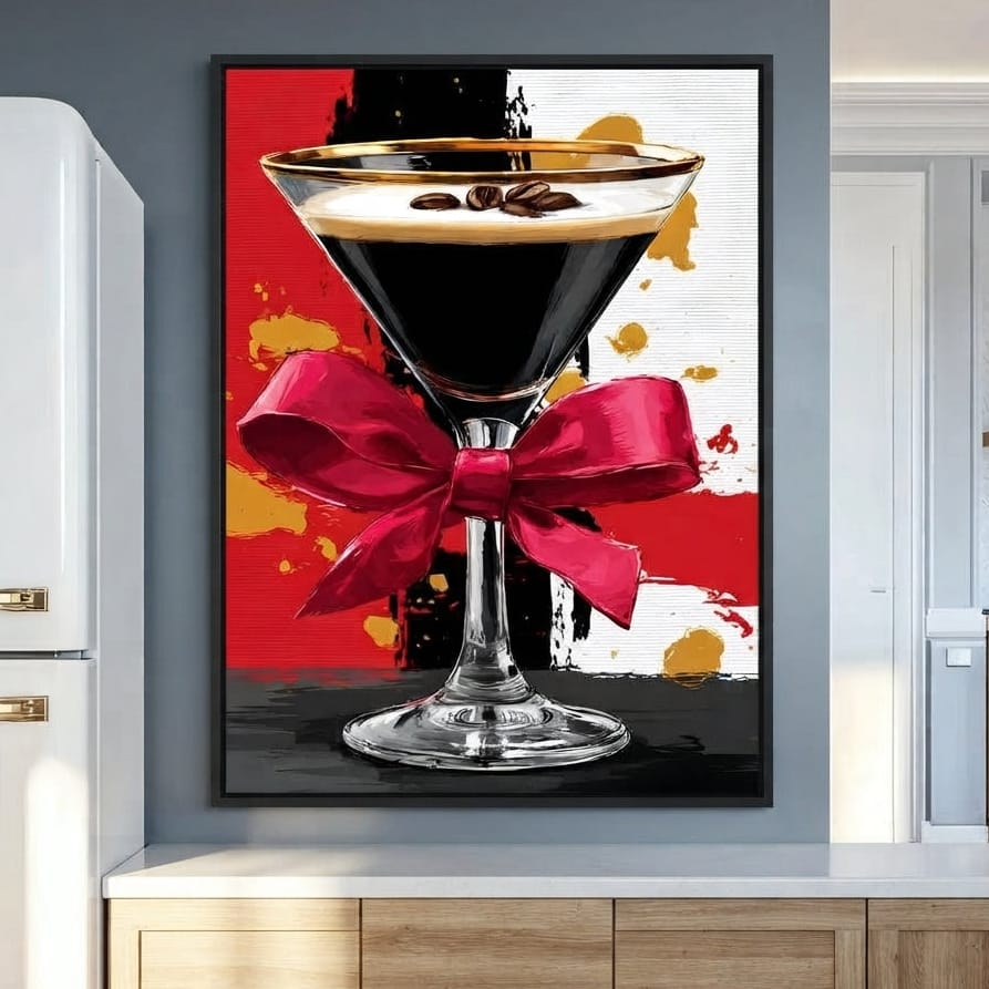 Espresso Martini Red Bow Canvas Wall Art