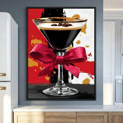Espresso Martini Red Bow Canvas Wall Art