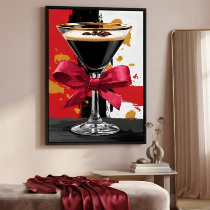 Espresso Martini Red Bow Canvas Wall Art