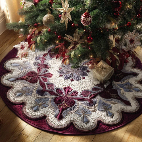 Eternal Bloom Christmas Quilted Tree Skirt