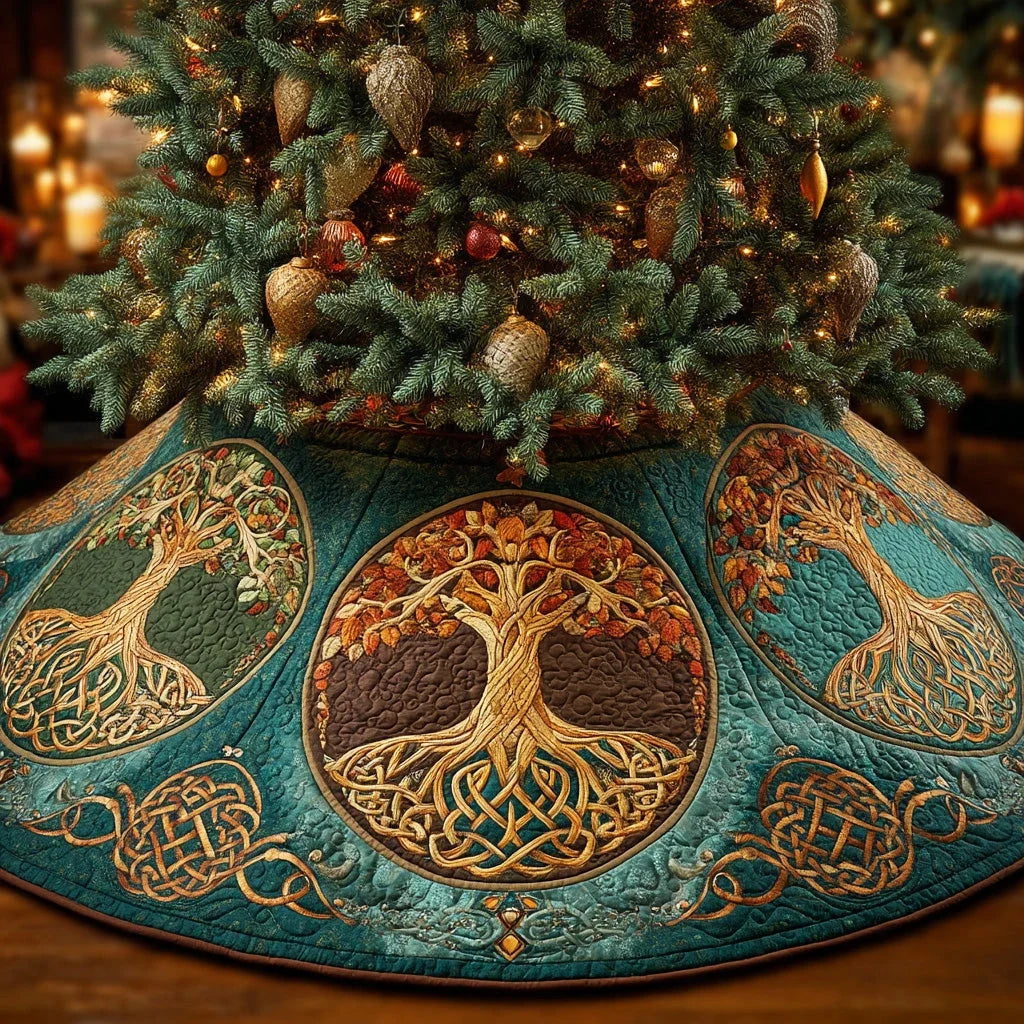 Eternal Life Circle Christmas Quilted Tree Skirt