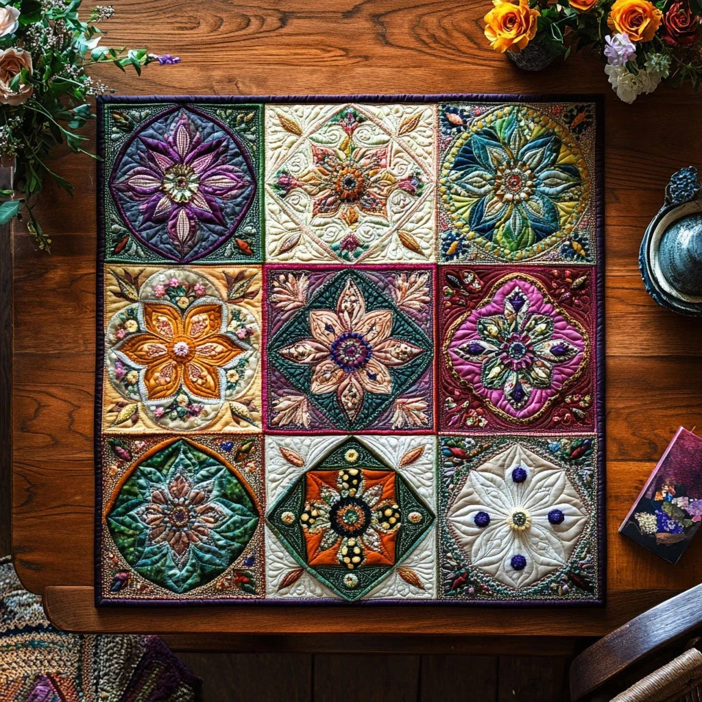 Eternal Mandala Quilted Table Topper