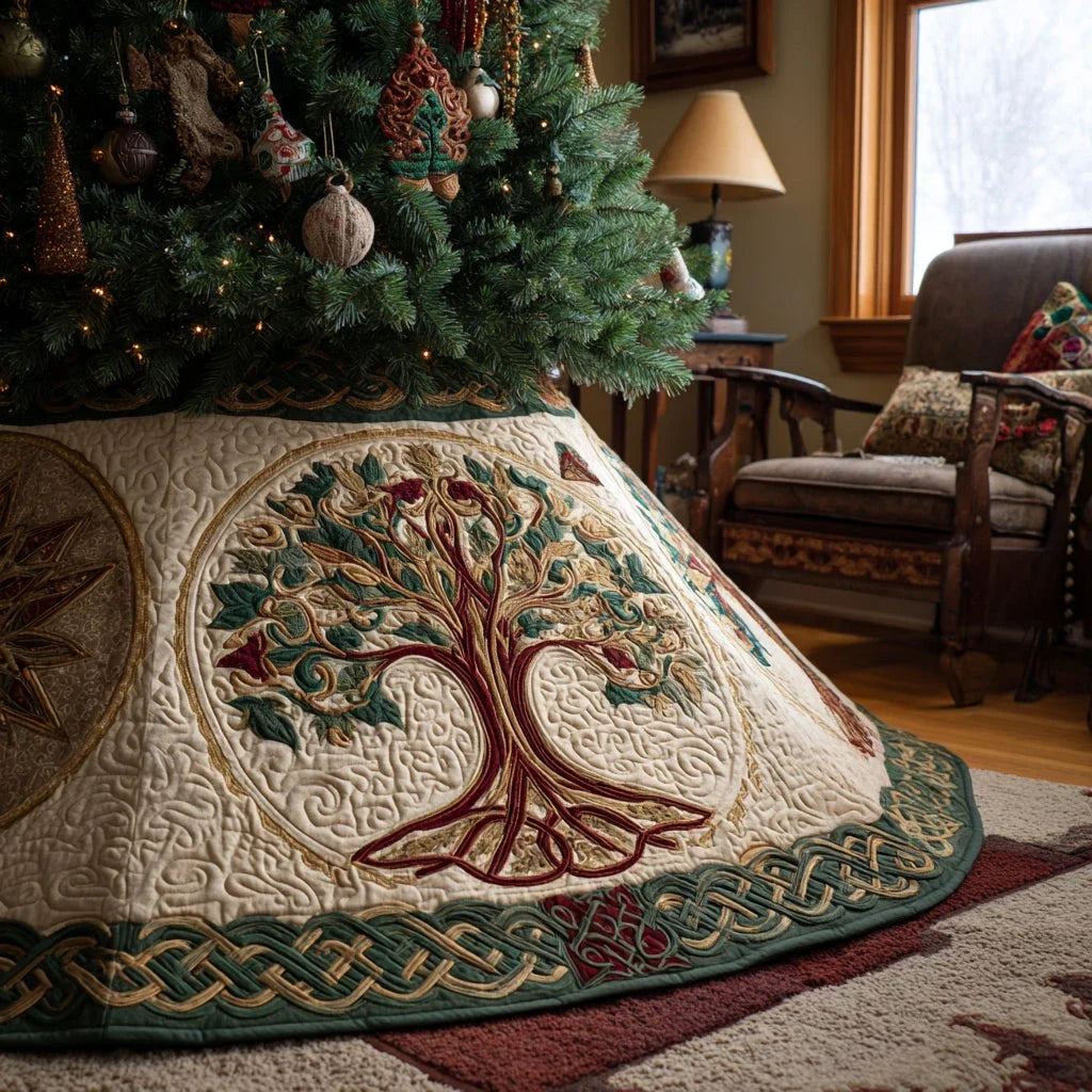 Eternal Roots Christmas Quilted Tree Skirt