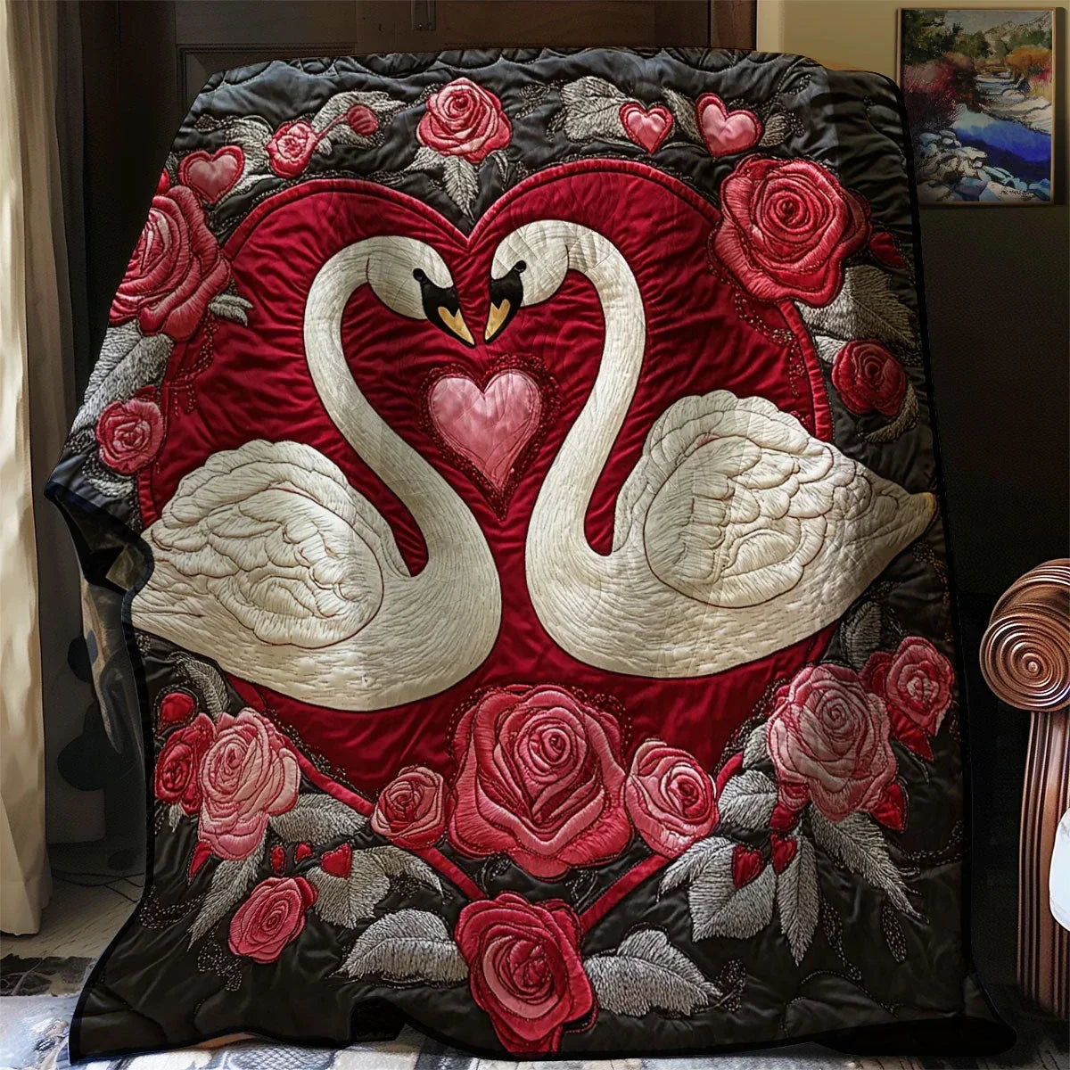Eternal Swan Bond Quilt Blanket