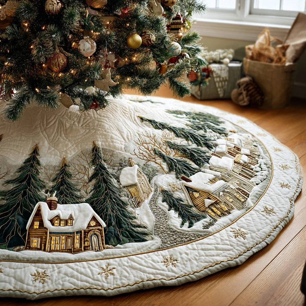 Evergreen Christmas Woods Christmas Quilted Tree Skirt