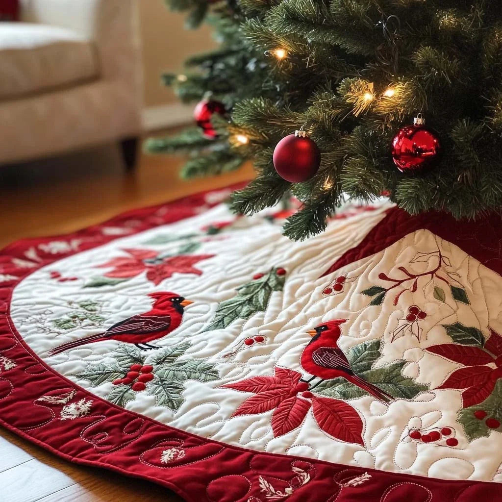 Evergreen Echo Christmas Quilted Tree Skirt