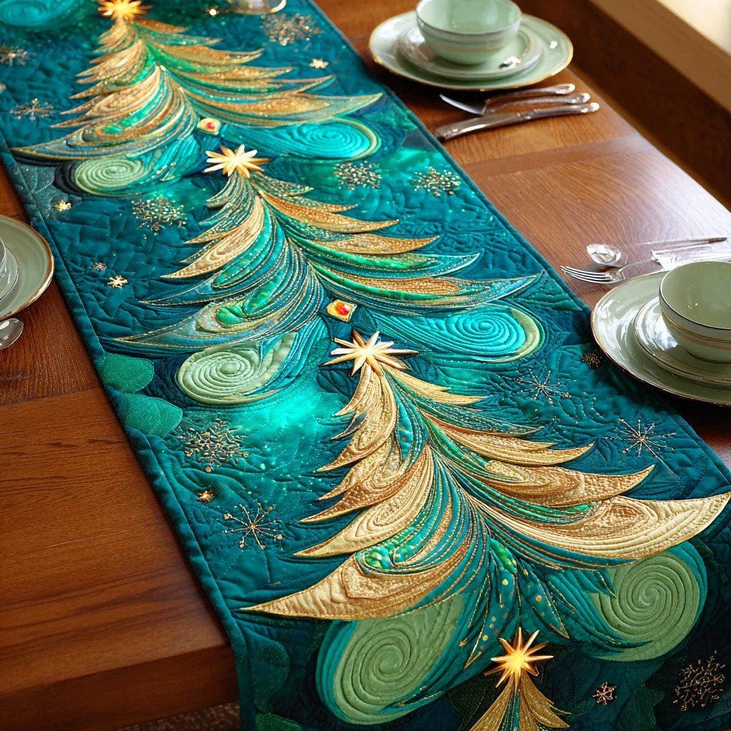 Evergreen Glow Quilted Table Runner