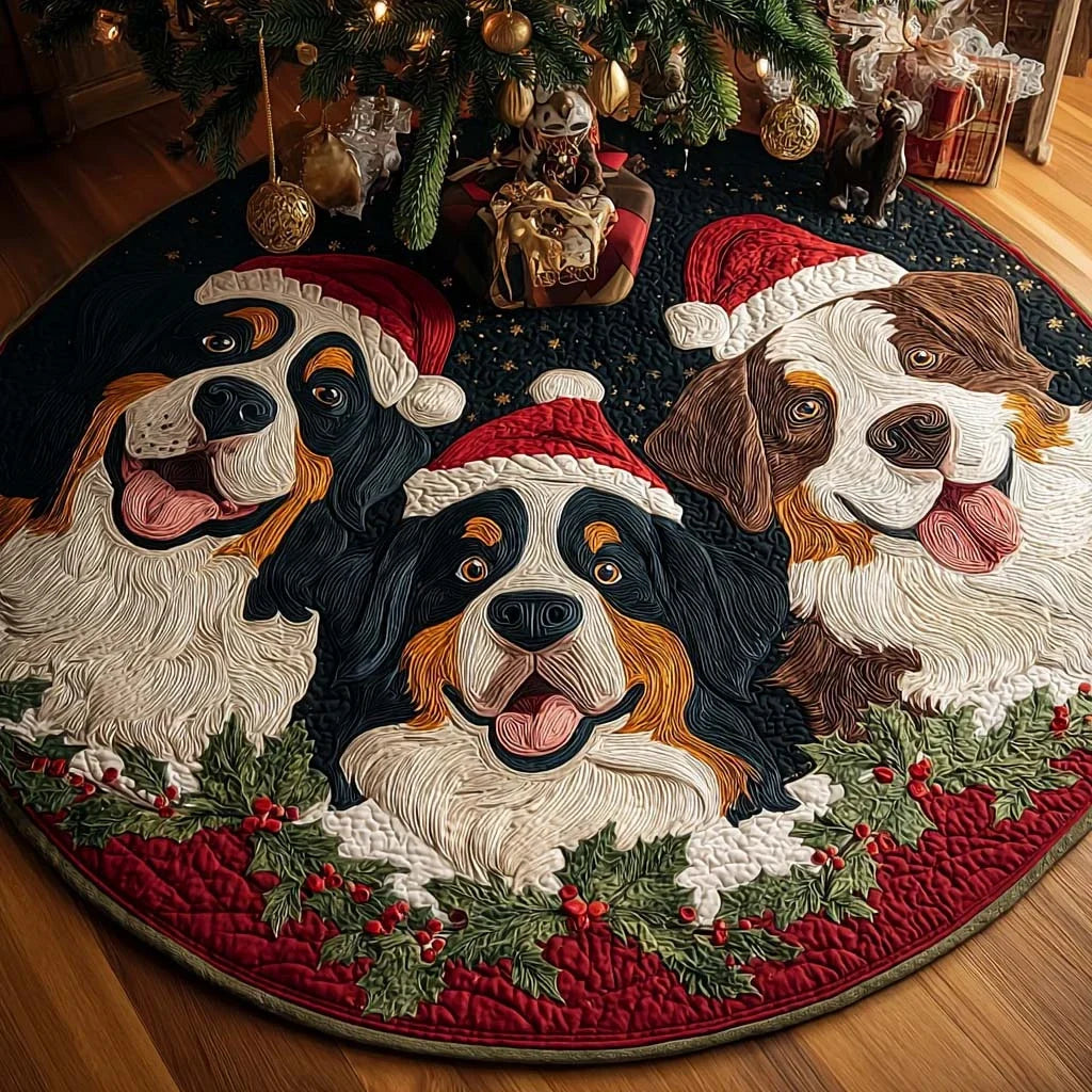 Evergreen Joy Christmas Quilted Tree Skirt