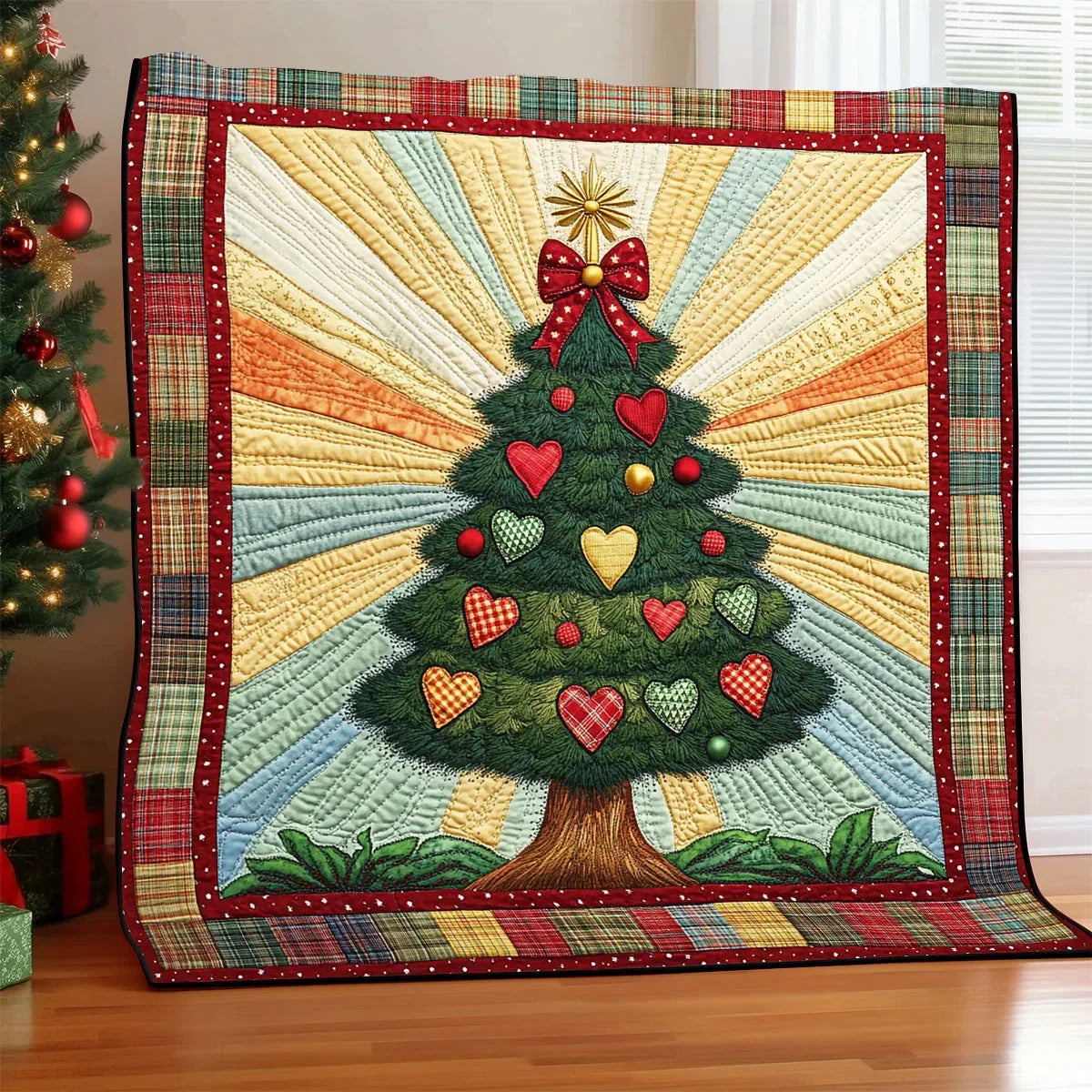Evergreen Patchwork Holiday Quilt Blanket