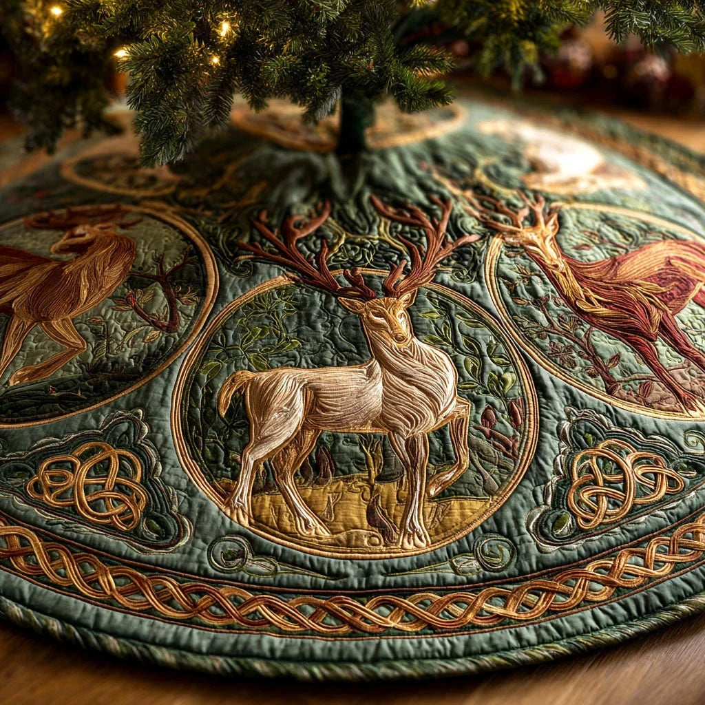 Evergreen Realm Christmas Quilted Tree Skirt