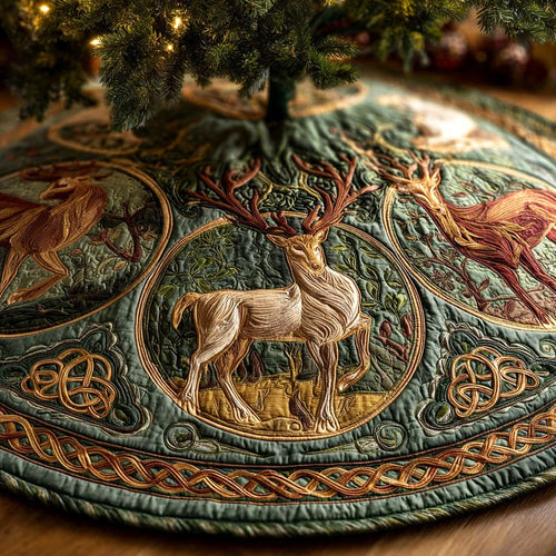 Evergreen Realm Christmas Quilted Tree Skirt