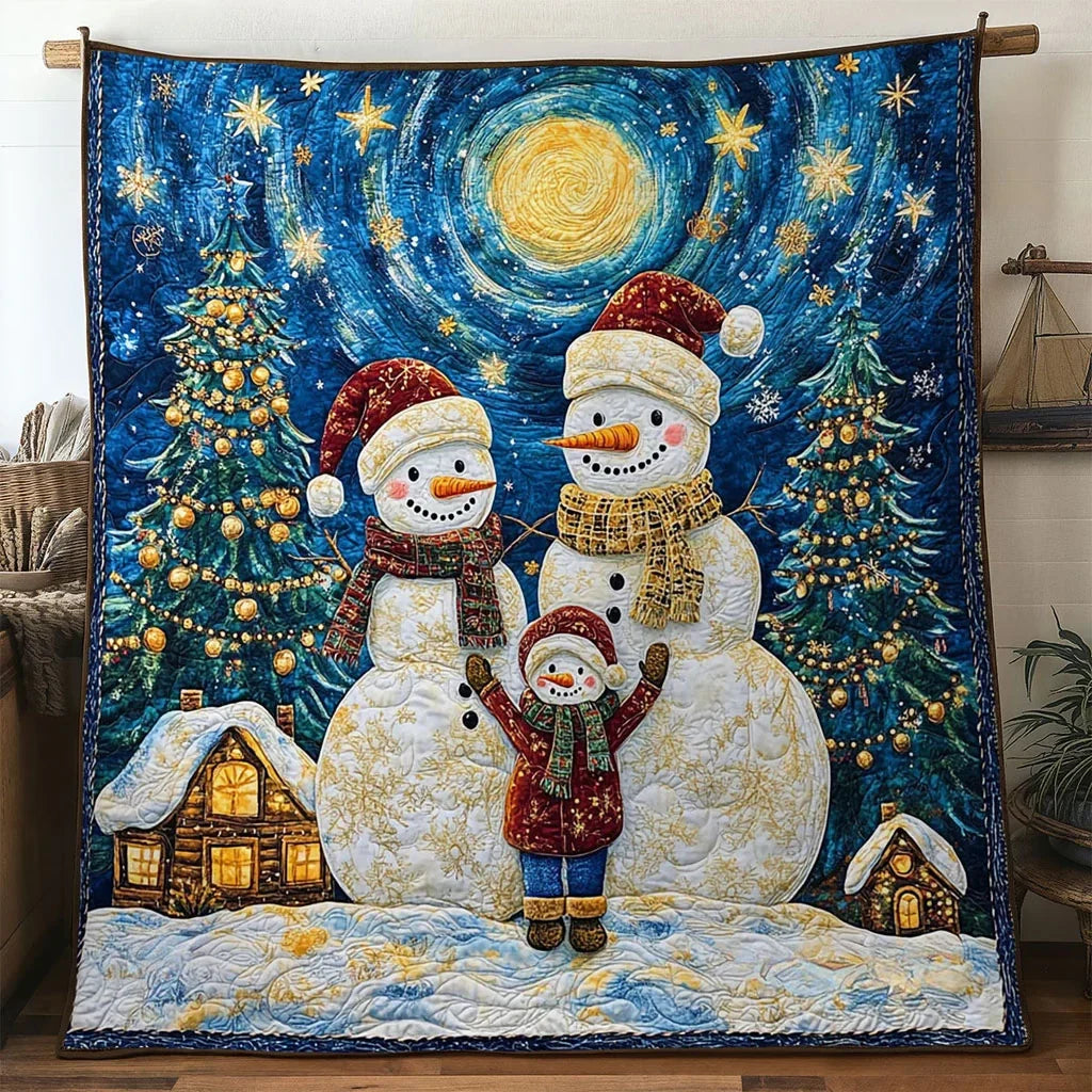 Evergreen Star Snowman Quilt Blanket