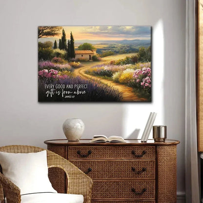 every good and gift is from above christian wall art canvas (Landscape) (view 3)