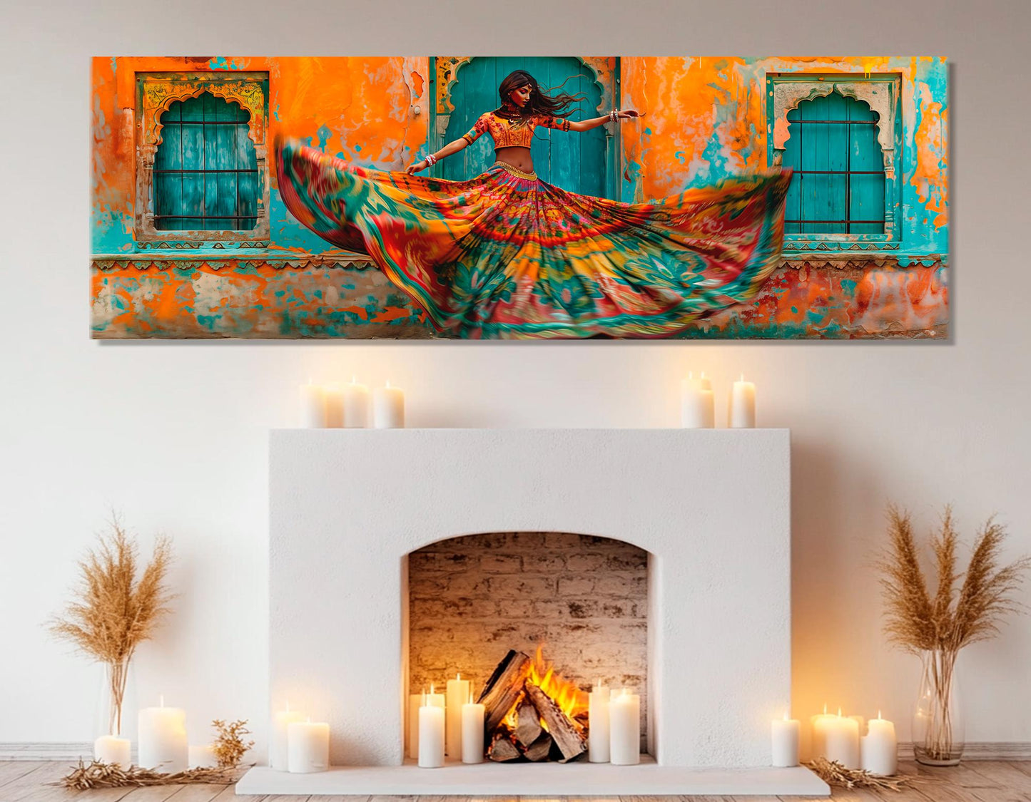 Indian Dancing Canvas – Colorful Rajasthan Wall Art | Framed Cotton Canvas Print