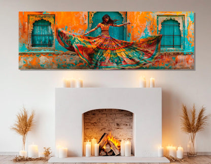 Indian Dancing Canvas – Colorful Rajasthan Wall Art | Framed Cotton Canvas Print