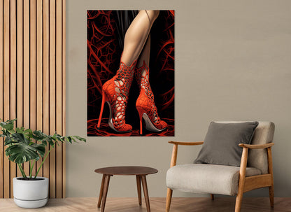Erotic Wall Art – Sexy Woman Legs Painting on High Heels Canvas Print