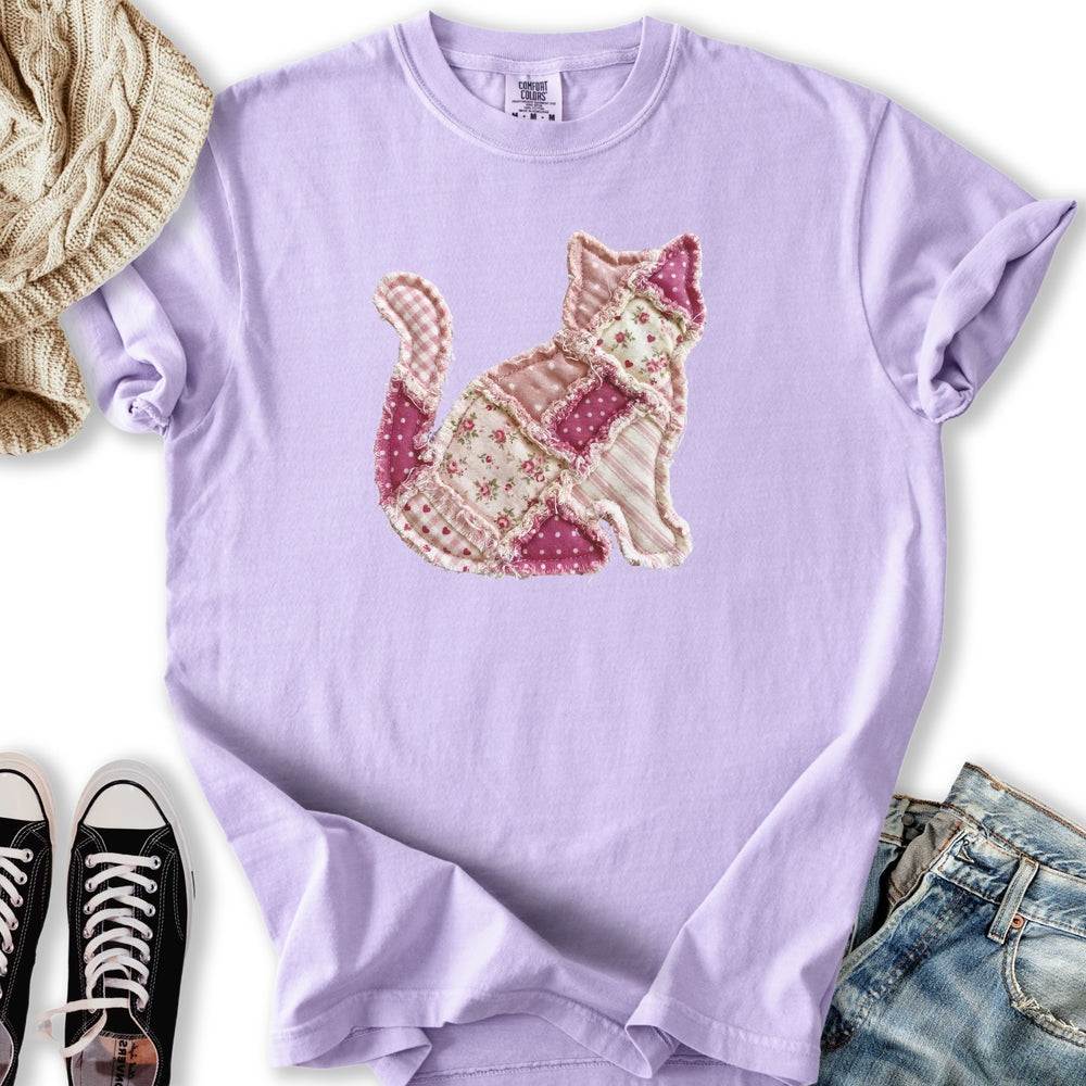 Faux Patchwork Cat Relaxed Tee