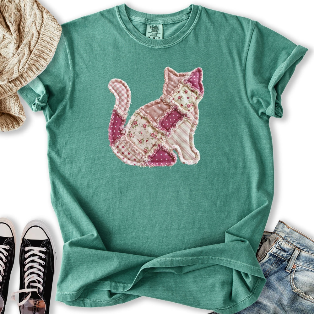 Faux Patchwork Cat Relaxed Tee