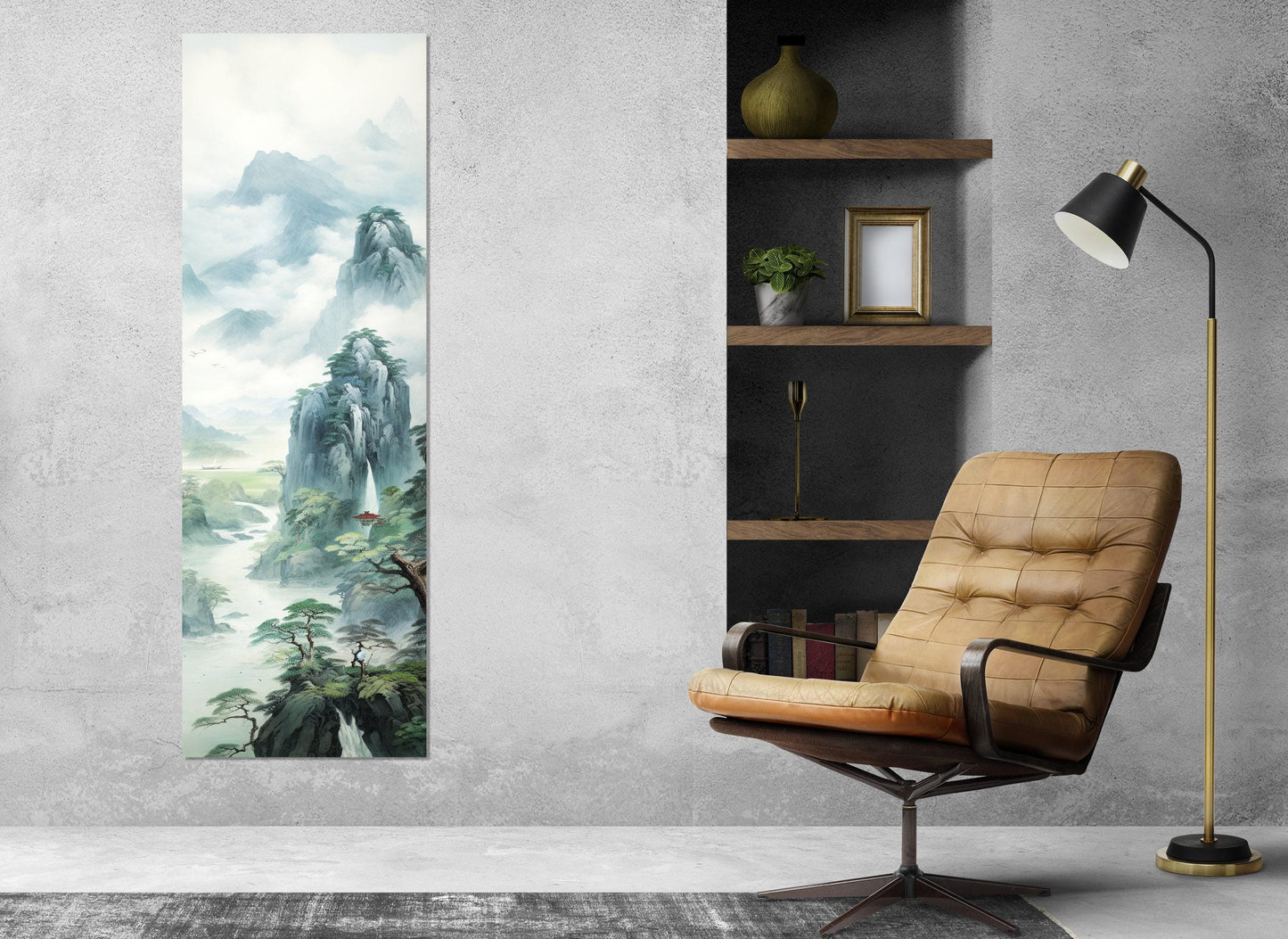 Chinese Mountains Canvas – Framed Abstract Mountain Print on Cotton Canvas, Ready to Hang
