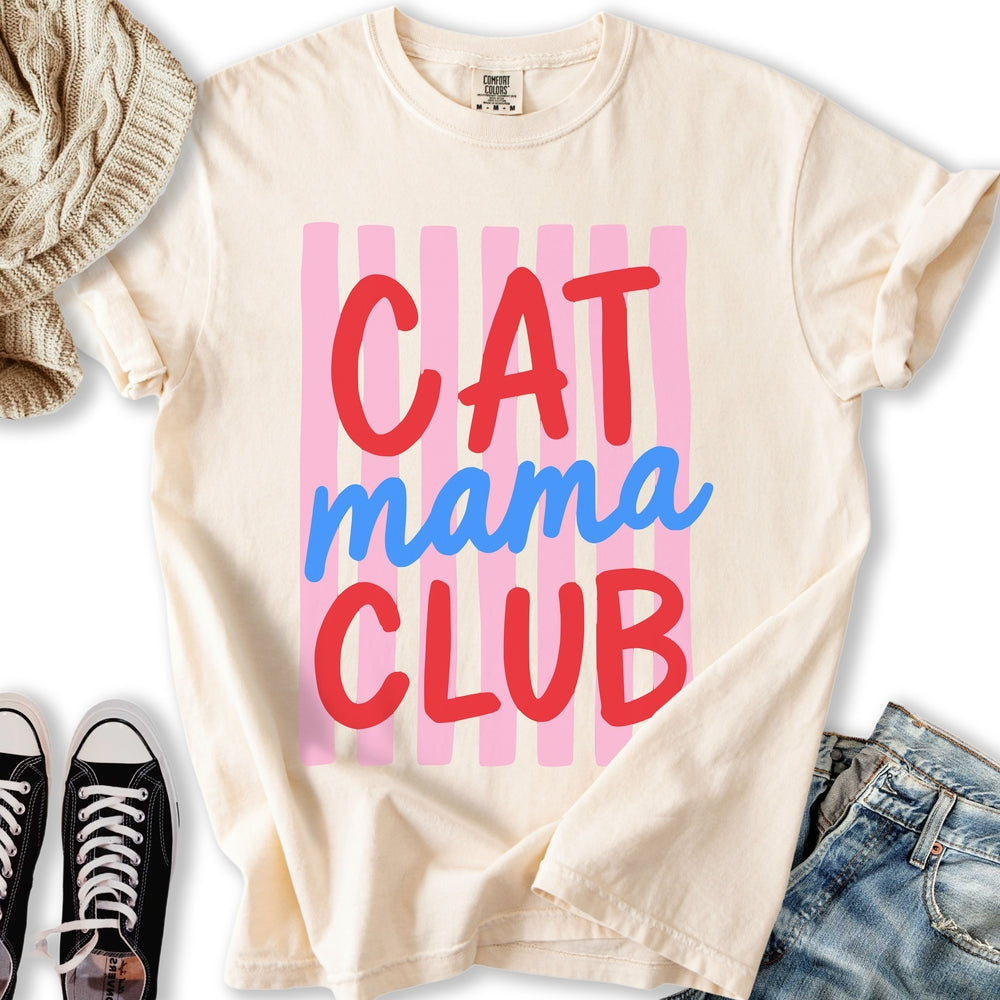 Stripe Cat Mama Club Relaxed Tee