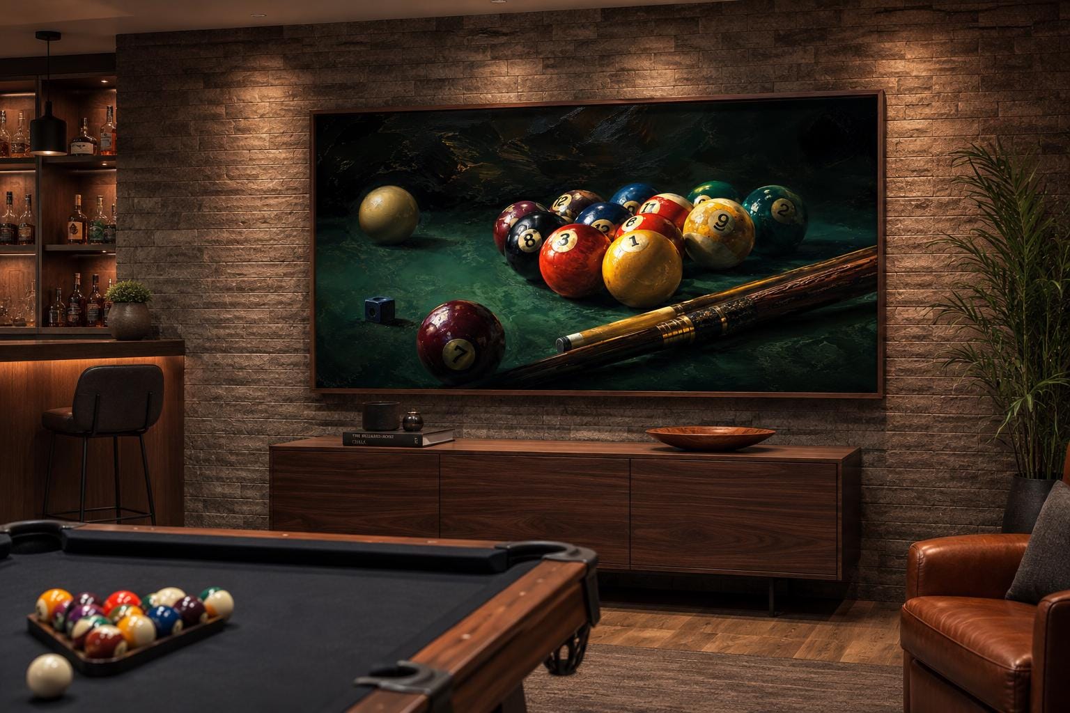 Billiard Balls Canvas Print – Realistic Pool Table Wall Art for Game Room Decor