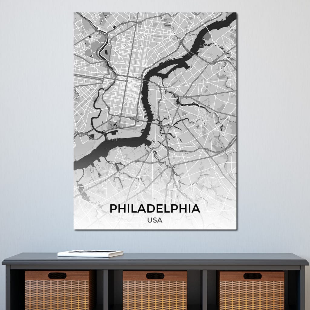 Map of Philadelphia, USA Canvas Wall Art