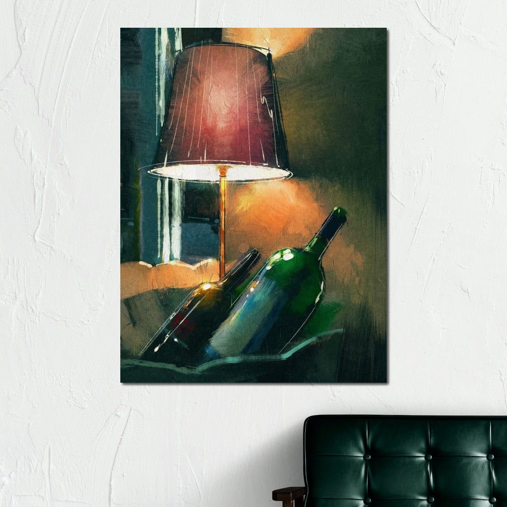 A Couple of Wine Bottles Canvas Wall Art